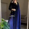 Navy Blue Velvet Sequence Embroidery Work Salwar Suit