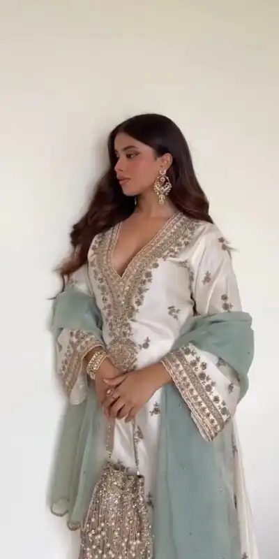 LG 2067 Off White Color Roman Silk Salwar Suit with Embroidery Work. Available at ₹1999 only. Delivery 4-6 Working Days. Shop now. | Jump Suits, Salwar suit, Casual Suits, Creative suits, Designer Suits, Palazzo Suits, Party Wear Suits, Patiala Suits, Straight Suits