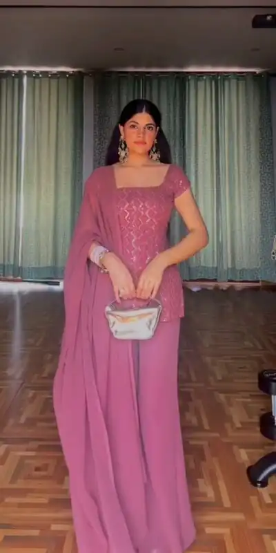 Onion Faux Georgette Thread Work Salwar Suit