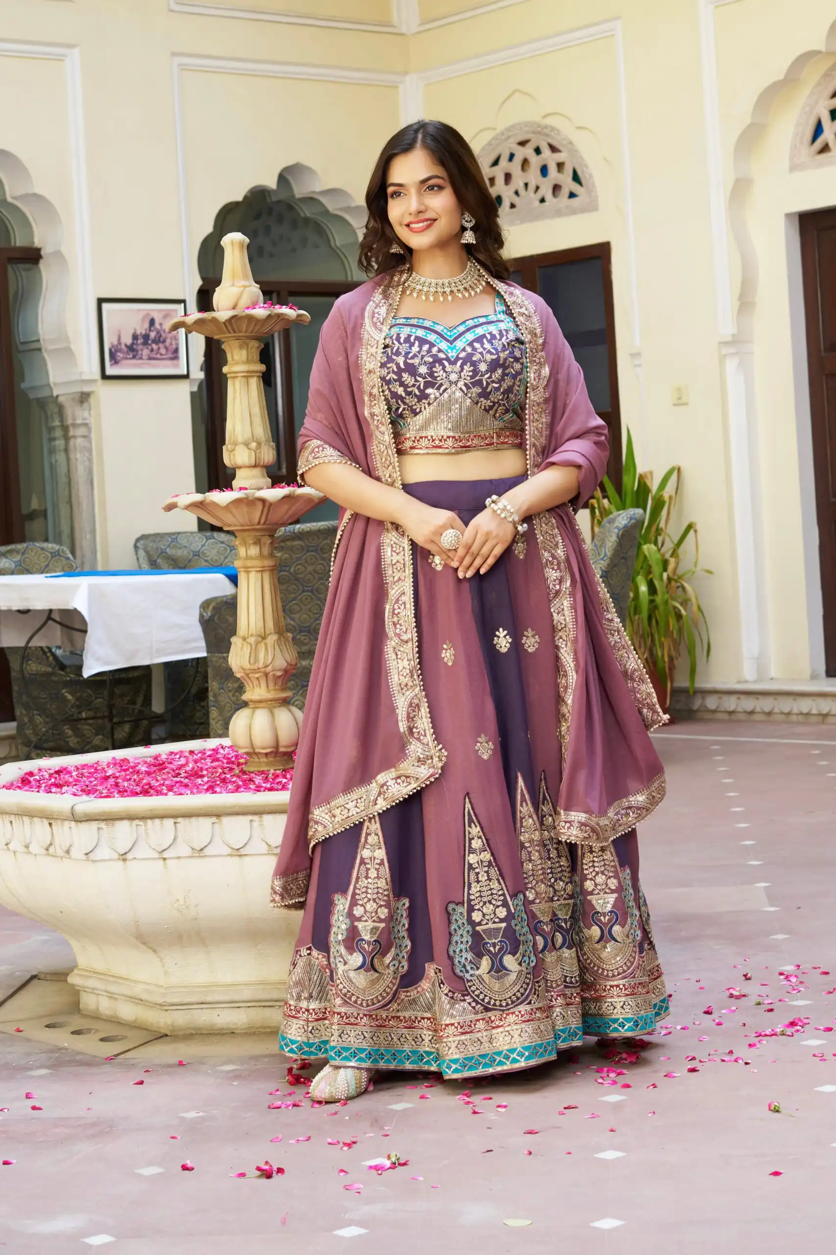 Onion Star Georgette Lace Thread Work Lehenga Choli - Image 4