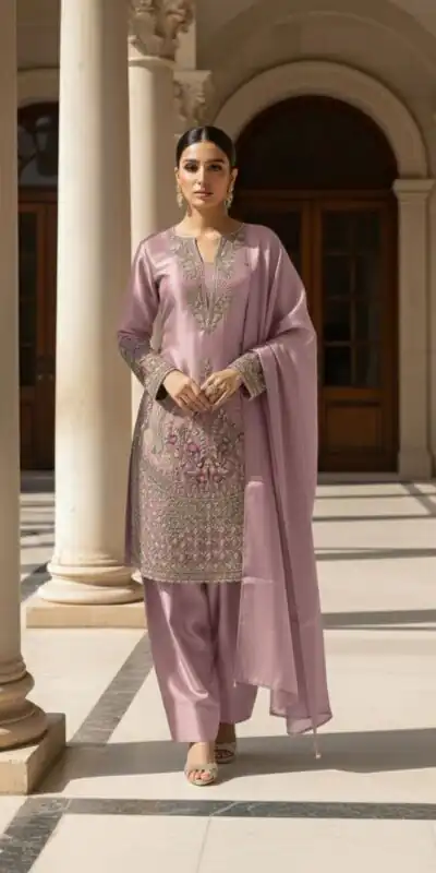 Onion Zimmy Choo With Embroidery Work Salwar Suit