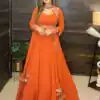 MF 496 Orange Faux Georgette Salwar Suit with Lace Work & Embroidery Work. Special Price ₹2449. Delivery 4-6 Working Days. Shop now. | Jump Suits, Salwar suit, Casual Suits, Creative suits, Designer Suits, Palazzo Suits, Party Wear Suits, Patiala Suits, Straight Suits