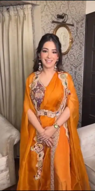 Orange Georgette Embroidery Sequins Work Salwar Suit