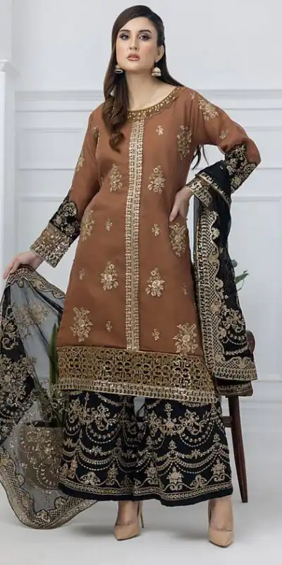 ST 1161 Orange Nylon Twil Net Salwar Suit with Embroidery Work. Available at ₹2149 only. Delivery 4-6 Working Days. Shop now. | Jump Suits, Salwar suit, Casual Suits, Creative suits, Designer Suits, Palazzo Suits, Party Wear Suits, Patiala Suits, Straight Suits