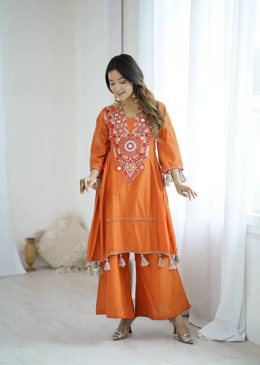 MF 912 Orange in Rayon Cotton Embroidery & Mirror Work Salwar Suit . Introductory Price ₹1899. Delivery 4-6 Working Days. Shop now. | Jump Suits, Salwar suit, Casual Suits, Creative suits, Designer Suits, Palazzo Suits, Party Wear Suits, Patiala Suits, Straight Suits