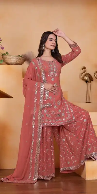 FE 99 Peach Color Fox Georgette Salwar Suit with Embroidery Work. Online Now at just ₹2549. Delivery 4-6 Working Days. Shop now. | Jump Suits, Salwar suit, Casual Suits, Creative suits, Designer Suits, Palazzo Suits, Party Wear Suits, Patiala Suits, Straight Suits