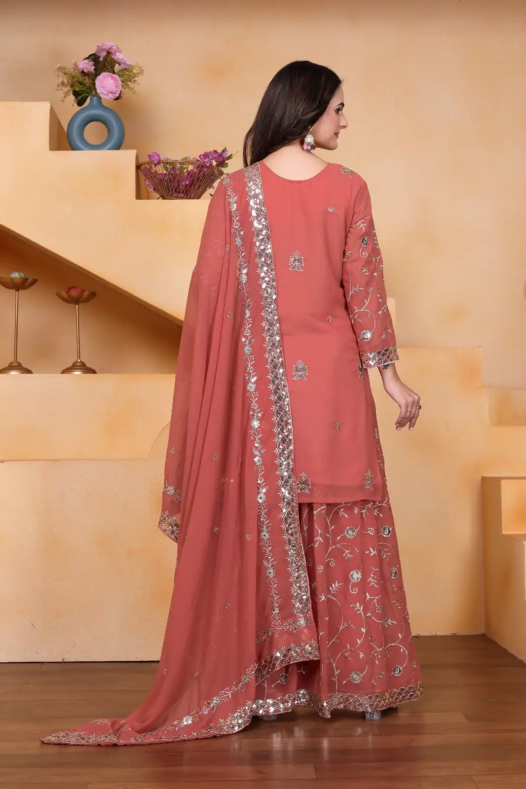 FE 99 Peach Color Fox Georgette Salwar Suit with Embroidery Work. Online Now at just ₹2549. Delivery 4-6 Working Days. Shop now. | Jump Suits, Salwar suit, Casual Suits, Creative suits, Designer Suits, Palazzo Suits, Party Wear Suits, Patiala Suits, Straight Suits