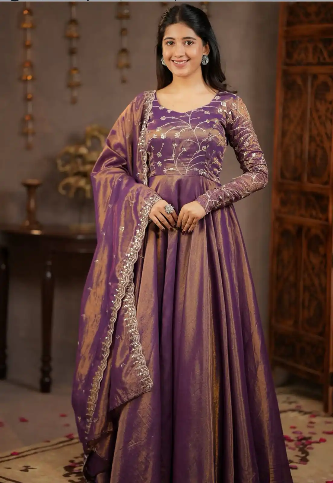 MD 3078 Purple Color Cosmos Silk Anarkali Suit with Embroidery Work. Now at just ₹2399. Delivery 4-6 Working Days. Shop now. | Anarkali Suits, Bollywood Anarkali, Creative-Anarkali, Designer Anarkali, Embroidered Anarkali, Party Wear Anarkali