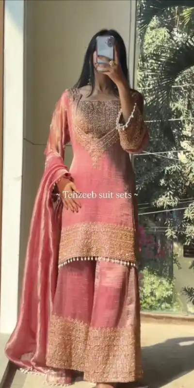SR 1705 Pink Pista Fendy Silk Salwar Suit Perfect for Wedding, Party, Cultural Events, Sangeet, Housewarming – . Grab it for ₹2449. Delivery 4-6 Working Da | Jump Suits, Salwar suit, Casual Suits, Creative suits, Designer Suits, Palazzo Suits, Party Wear Suits, Patiala Suits, Straight Suits