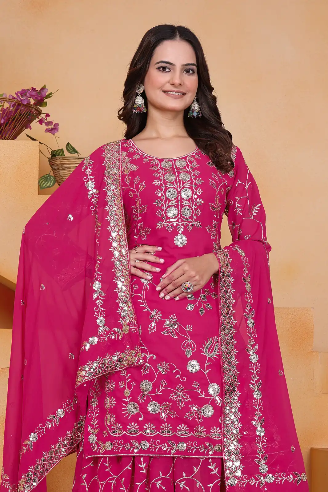 FE 99 Pink Color Fox Georgette Salwar Suit with Embroidery Work. Online Now at just ₹2549. Delivery 4-6 Working Days. Shop now. | Jump Suits, Salwar suit, Casual Suits, Creative suits, Designer Suits, Palazzo Suits, Party Wear Suits, Patiala Suits, Straight Suits