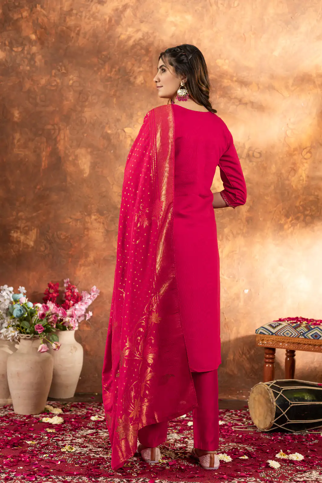 Pink Marina Silk Embroidery Work Salwar Suit - Image 4