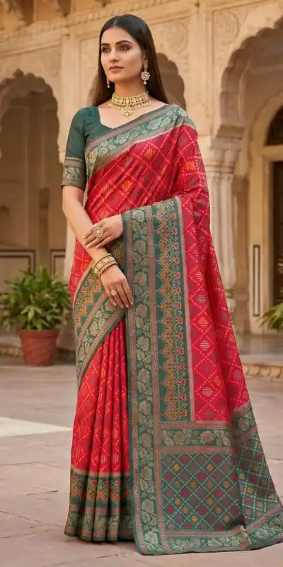 Pink Pochampalli Lace Zari Work Saree
