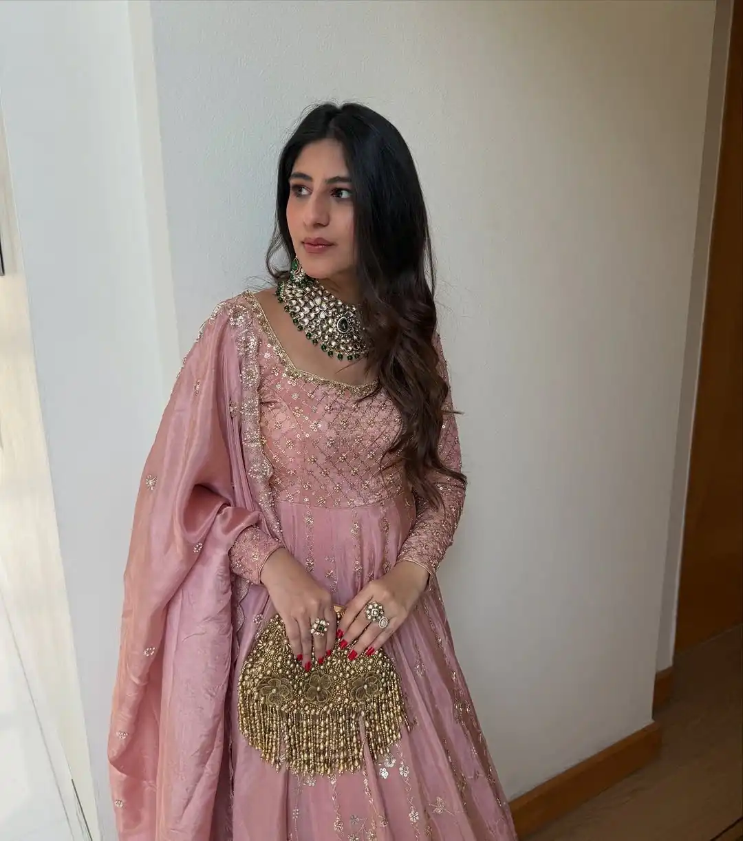 Pink Zimmy Silk Embroidery Work Lehenga Choli - Image 3