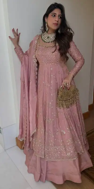 SR 1703 Pink Zimmy Silk Lehenga Choli with Embroidery Work. Introductory Price ₹2549. Delivery 4-6 Working Days. Shop now. | Lehenga, Bollywood Lehenga, Creative Lehenga, Designer Lehenga, Embroidered Lehenga, Party Wear Lehenga