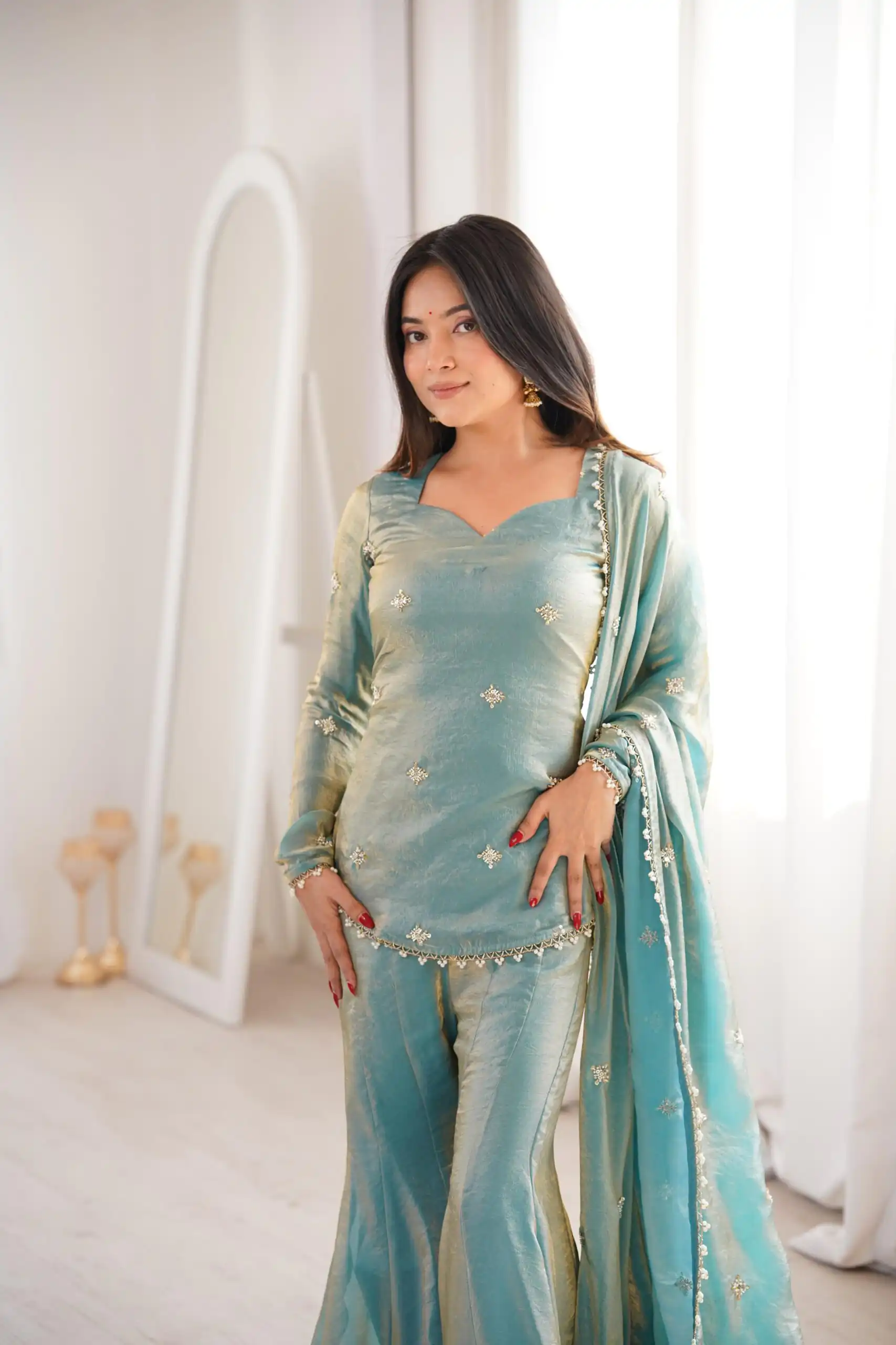 ZSR 3159 Pista Fendy Silk Salwar Suitwith Embroidery Work & Lace Work. Now at just ₹2049. Delivery 4-6 Working Days. Shop now. | Jump Suits, Salwar suit, Casual Suits, Creative suits, Designer Suits, Palazzo Suits, Party Wear Suits, Patiala Suits, Straight Suits