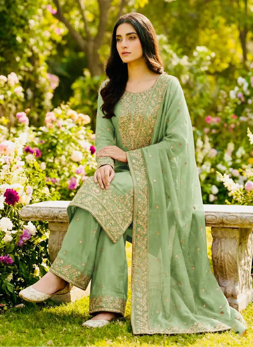 Pista Organza Silk With Sequence Work Salwar Suit - Image 3