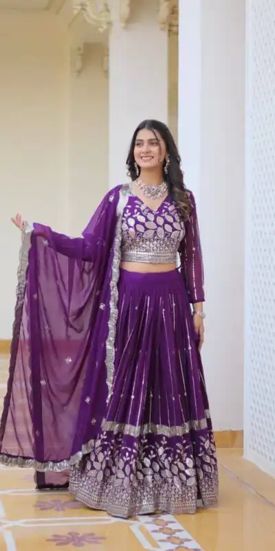 Ram 068 Purple Fox Georgette Lehenga Choli Perfect for Wedding, Party, Ethnic Day, Pongal, Durga Puja – . Affordable Price ₹2649. Delivery 4-6 Working Days. | Lehenga, Bollywood Lehenga, Creative Lehenga, Designer Lehenga, Embroidered Lehenga, Party Wear Lehenga