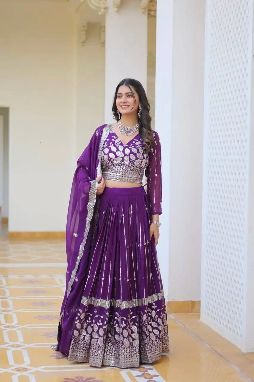 Ram 068 Purple Fox Georgette Lehenga Choli Perfect for Wedding, Party, Ethnic Day, Pongal, Durga Puja – . Affordable Price ₹2649. Delivery 4-6 Working Days. | Lehenga, Bollywood Lehenga, Creative Lehenga, Designer Lehenga, Embroidered Lehenga, Party Wear Lehenga
