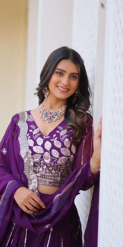 Ram 068 Purple Fox Georgette Lehenga Choli Perfect for Wedding, Party, Ethnic Day, Pongal, Durga Puja – . Affordable Price ₹2649. Delivery 4-6 Working Days. | Lehenga, Bollywood Lehenga, Creative Lehenga, Designer Lehenga, Embroidered Lehenga, Party Wear Lehenga