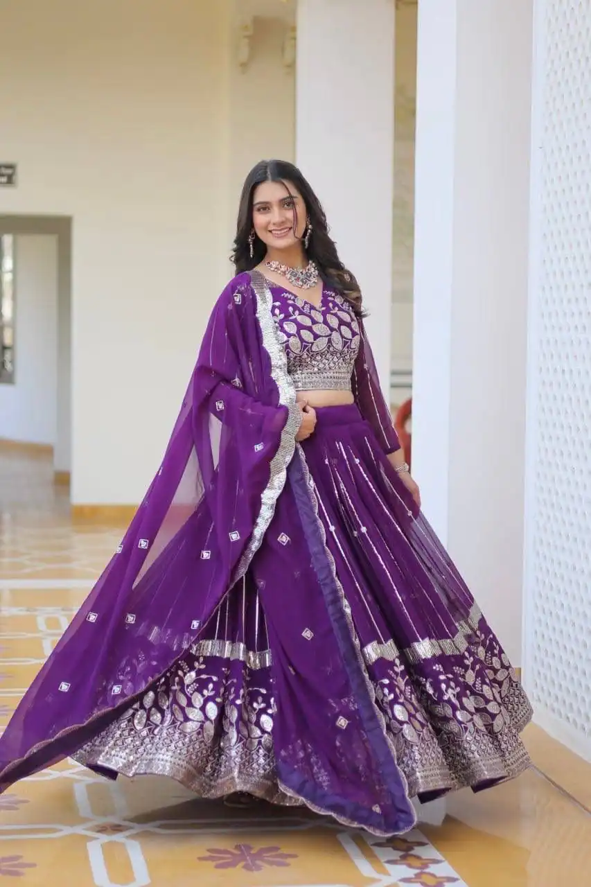 Ram 068 Purple Fox Georgette Lehenga Choli Perfect for Wedding, Party, Ethnic Day, Pongal, Durga Puja – . Affordable Price ₹2649. Delivery 4-6 Working Days. | Lehenga, Bollywood Lehenga, Creative Lehenga, Designer Lehenga, Embroidered Lehenga, Party Wear Lehenga