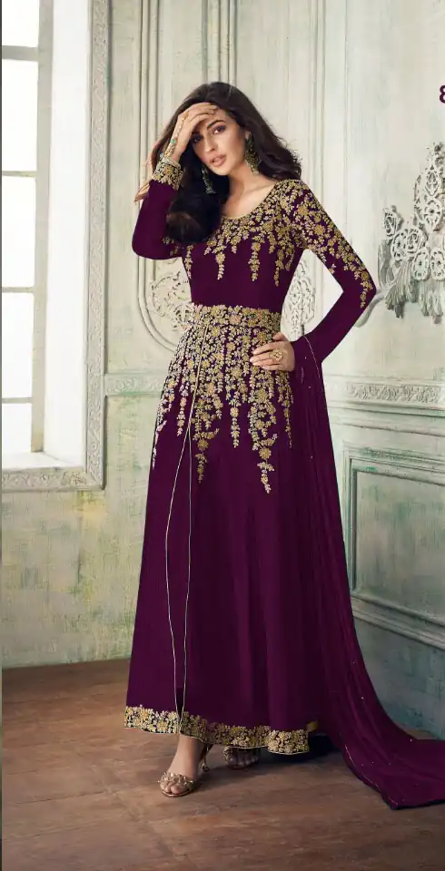 Purple Georgette With Coding Embroidery Work Salwar Suit