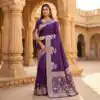 Purple Pure Banarasi Silk Zari Lace Work Saree