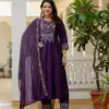 DIVA 126 Purple Viscose Roman Silk Anarkali Suit with Mirror Work & Embroidery Work. Affordable Price ₹2049. Delivery 4-6 Working Days. Shop now. | Anarkali Suits, Bollywood Anarkali, Creative-Anarkali, Designer Anarkali, Embroidered Anarkali, Party Wear Anarkali
