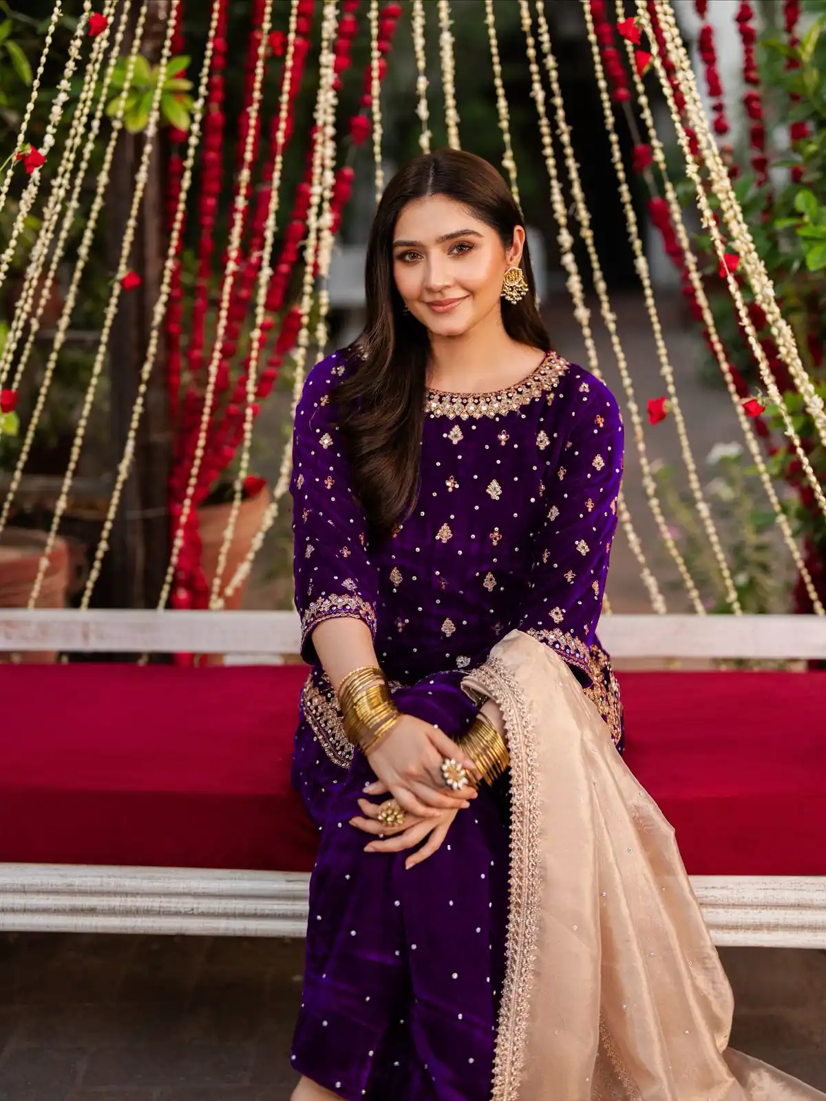 Purple Viscose Velvet Thread Sequence Work Salwar Suit - Image 4