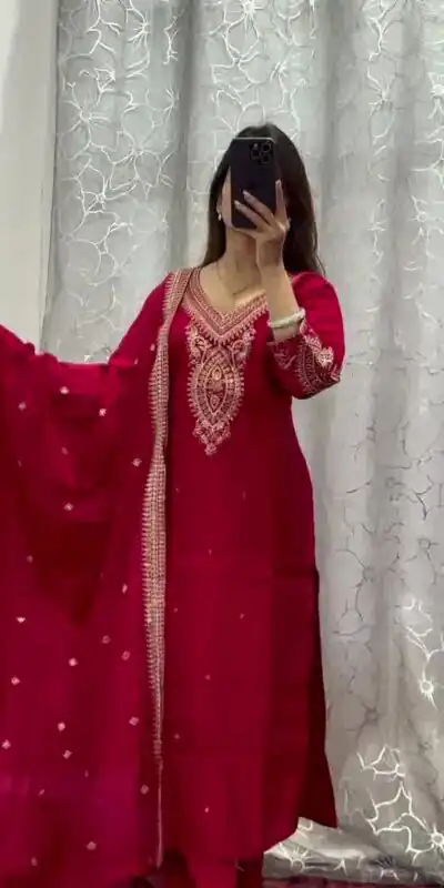 DC G85 Red Printed Chinon Salwar Suit with Lace Work & Mirror Work. Affordable Price ₹1799. Delivery 4-6 Working Days. Shop now. | Jump Suits, Salwar suit, Casual Suits, Creative suits, Designer Suits, Palazzo Suits, Party Wear Suits, Patiala Suits, Straight Suits