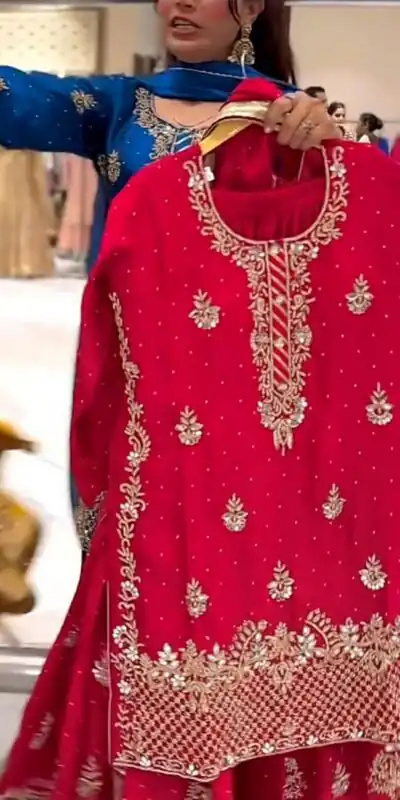 NF 1249 Red Color Chinon Silk Salwar Suit with Embroidery Work. Online Get it for ₹2149. Delivery 4-6 Working Days. Shop now. | Jump Suits, Salwar suit, Casual Suits, Creative suits, Designer Suits, Palazzo Suits, Party Wear Suits, Patiala Suits, Straight Suits