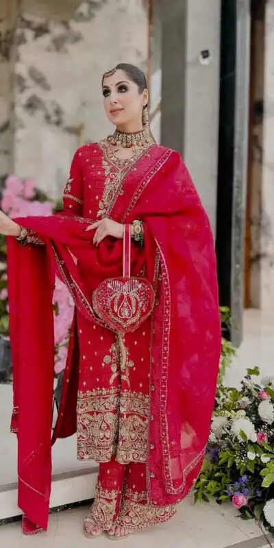 SRK 5327 Red Crunchy Silk Salwar Suit with Embroidery Work & Lace Work. Introductory Price ₹2399. Delivery 4-6 Working Days. Shop now. | Jump Suits, Salwar suit, Casual Suits, Creative suits, Designer Suits, Palazzo Suits, Party Wear Suits, Patiala Suits, Straight Suits