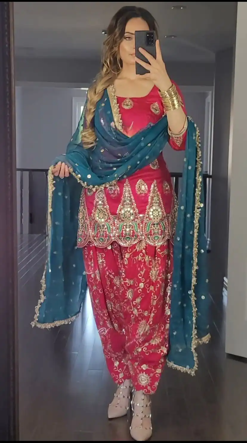 MF 288 Red Faux Georgette Salwar Suit with Embroidery Work. Available at ₹2099 only. Delivery 4-6 Working Days. Shop now. | Jump Suits, Salwar suit, Casual Suits, Creative suits, Designer Suits, Palazzo Suits, Party Wear Suits, Patiala Suits, Straight Suits