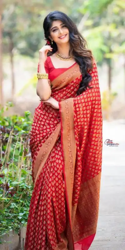 Red Soft Lichi Silk Jacquard Work Saree