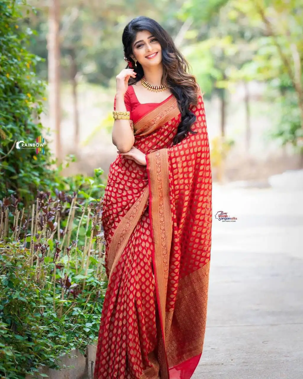 Red Soft Lichi Silk Jacquard Work Saree