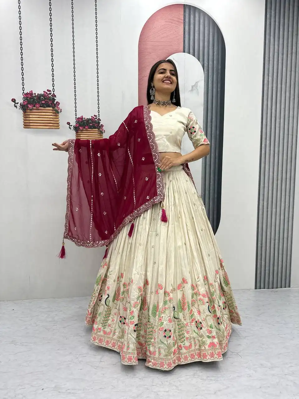 PC 546 Red Tissue Silk Lehenga Choli with Lace Work & Cut Work. Wedding, Party, Festive, Events Only 3249 Delivery 4-6 Working Days. Shop now. | Lehenga, Bollywood Lehenga, Creative Lehenga, Designer Lehenga, Embroidered Lehenga, Party Wear Lehenga