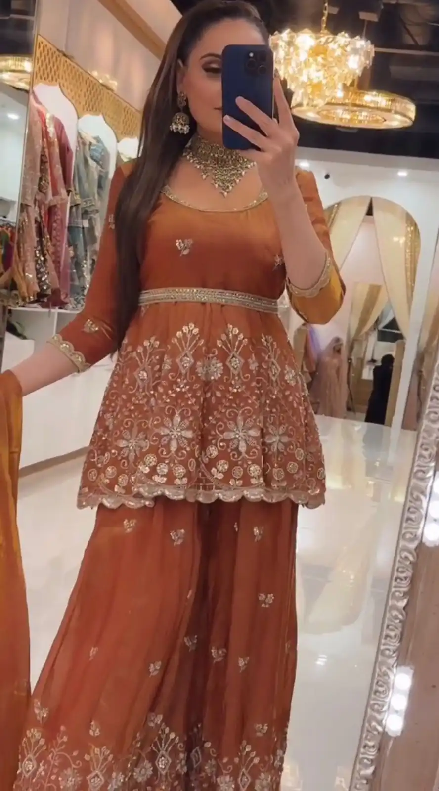 ZSR 3162 Rust Fendy Silk Salwar Suit with Mirror Work & Embroidery Work. Best Price ₹2149. Delivery 4-6 Working Days. Shop now. | Jump Suits, Salwar suit, Casual Suits, Creative suits, Designer Suits, Palazzo Suits, Party Wear Suits, Patiala Suits, Straight Suits