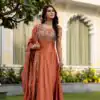 RR 39 Rust Vichitra Silk Gown Perfect for Wedding, Party, Holi, Anniversary, Mehendi –. Grab it for ₹2149. Delivery 4-6 Working Days. Shop now. | Gowns, Bollywood Gowns, Creative Gowns, Designer Gowns, Embroidered Gowns, Party Wear Gowns