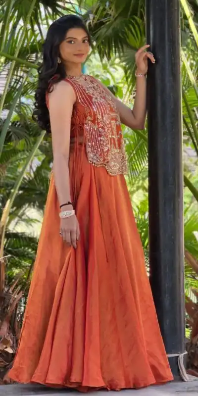 PC 563 Rust in Color Vichitra Silk Embroidery Work Lehenga Choli . Now at just ₹2549. Delivery 4-6 Working Days. Shop now. | Lehenga, Bollywood Lehenga, Creative Lehenga, Designer Lehenga, Embroidered Lehenga, Party Wear Lehenga