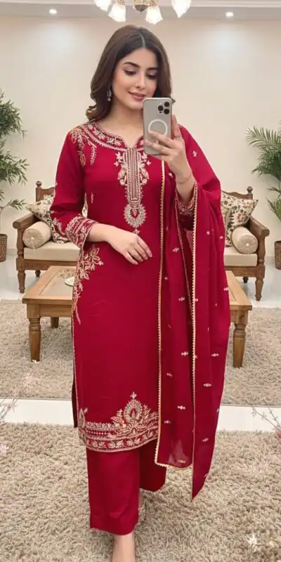 MT 1066 Red Color Roman Silk Salwar Suit with Embroidery Work. Available at ₹2049 only. Delivery 4-6 Working Days. Shop now. | Jump Suits, Salwar suit, Casual Suits, Creative suits, Designer Suits, Palazzo Suits, Party Wear Suits, Patiala Suits, Straight Suits
