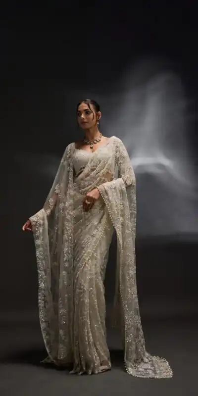 DF 3470 Silver Mono Net Saree Silver with Embroidery Work & Sequins Work. Festive Deal ₹1799. Delivery 4-6 Working Days. Shop now. | Sarees, Bollywood Sarees, Creative Sarees, Designer Sarees, Embroidered Sarees, Ethnic Saree, Modern Digital sarees, Party Wear Sarees