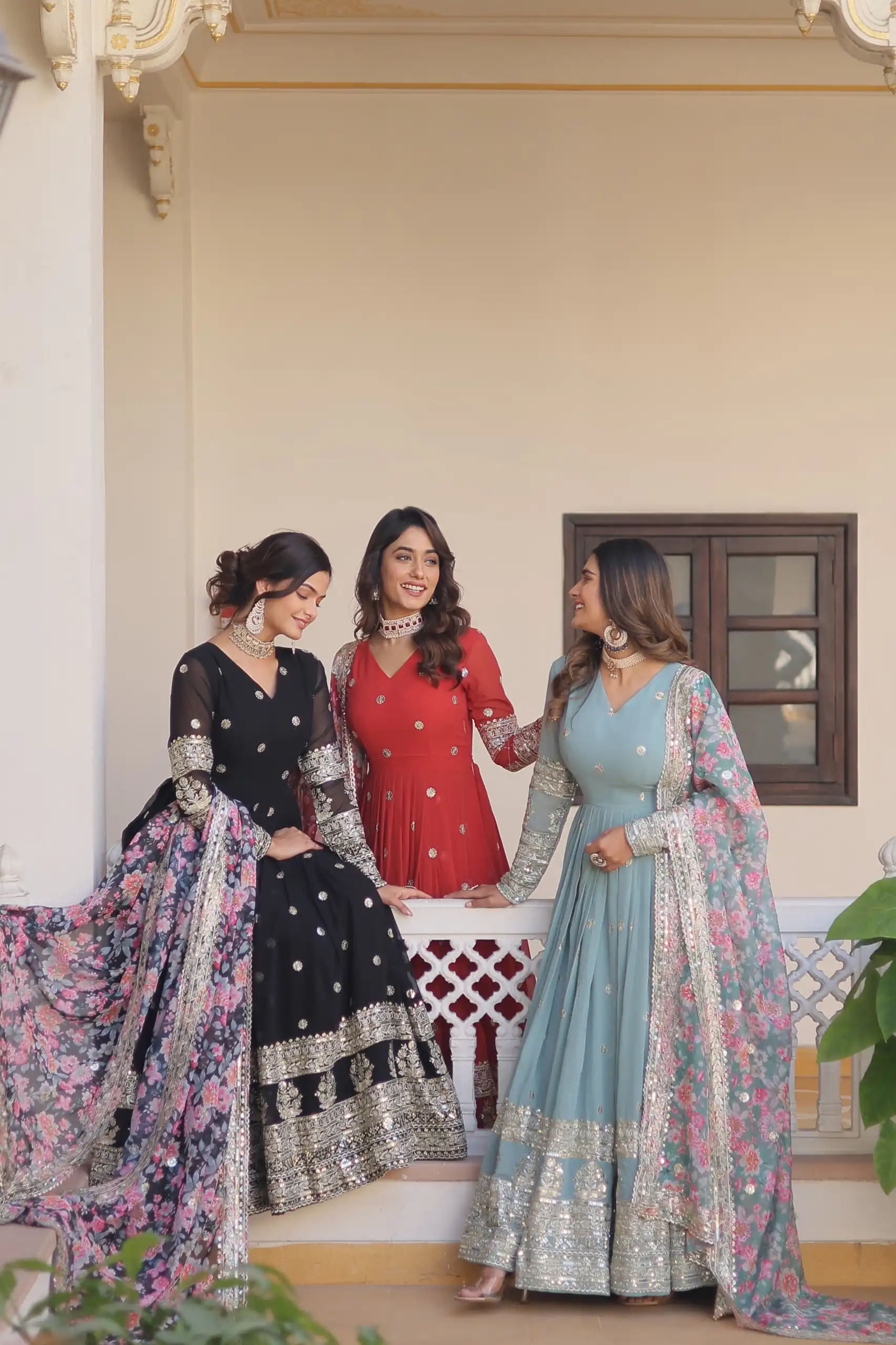 KA 1078 Sky Blue Faux Georgette Gown Perfect for Wedding, Party, Makar Sankranti, Karwa Chauth, Ethnic Day – . Now at just ₹3349. Delivery 4-6 Working D | Gowns, Bollywood Gowns, Creative Gowns, Designer Gowns, Embroidered Gowns, Party Wear Gowns