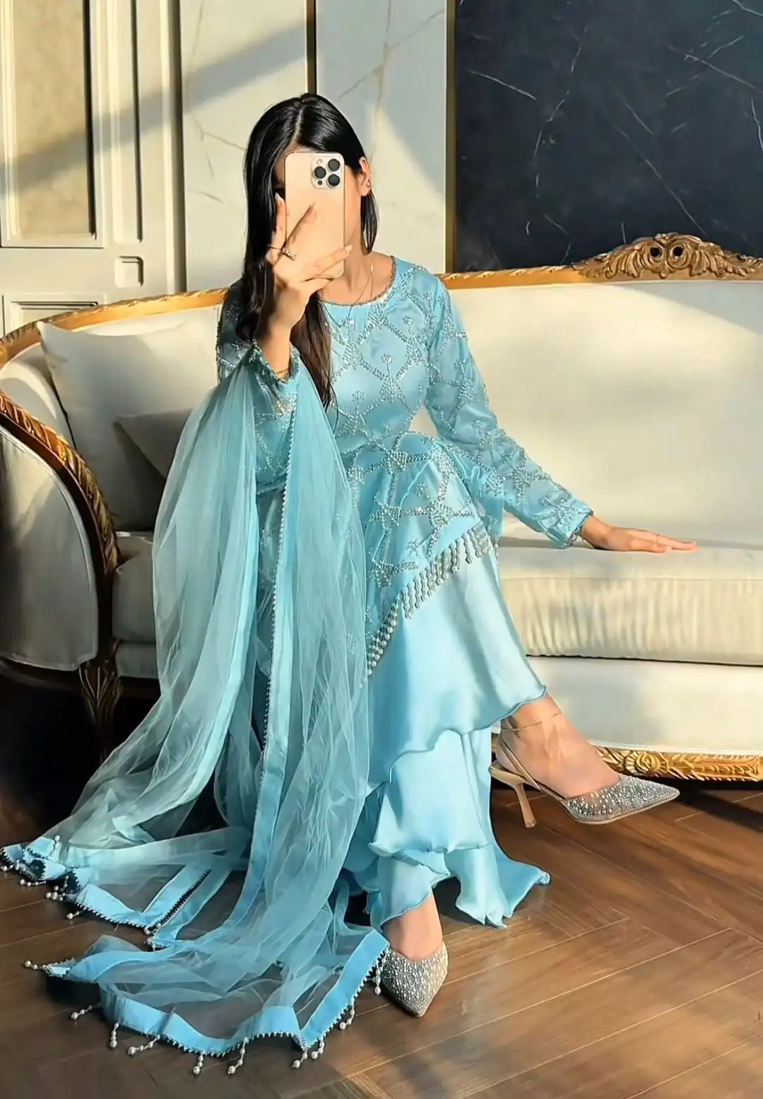 DB 34 Sky Blue Soft Net Salwar Suit. Perfect for Wedding, Party, Ganesh Chaturthi, Anniversary, Ethnic Day – Grab it for ₹1999. Delivery 4-6 Working Days | Jump Suits, Salwar suit, Casual Suits, Creative suits, Designer Suits, Palazzo Suits, Party Wear Suits, Patiala Suits, Straight Suits