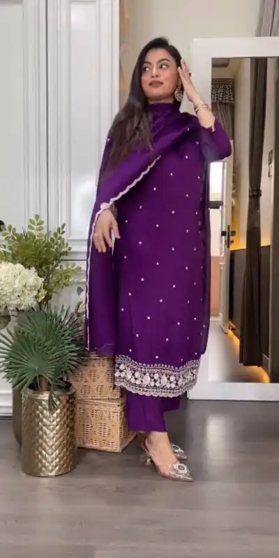 DC 98 Purple Color Chinon Silk Sawlar Suit with Embroidery Work. Exclusive Offer ₹1799. Delivery 4-6 Working Days. Shop now. | Jump Suits, Salwar suit, Casual Suits, Creative suits, Designer Suits, Palazzo Suits, Party Wear Suits, Patiala Suits, Straight Suits