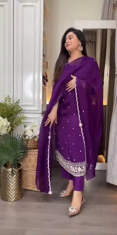 DC 98 Purple Color Chinon Silk Sawlar Suit with Embroidery Work. Exclusive Offer ₹1799. Delivery 4-6 Working Days. Shop now. | Jump Suits, Salwar suit, Casual Suits, Creative suits, Designer Suits, Palazzo Suits, Party Wear Suits, Patiala Suits, Straight Suits
