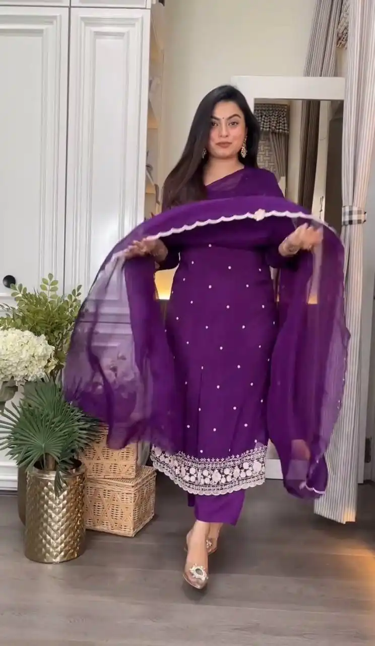 DC 98 Purple Color Chinon Silk Sawlar Suit with Embroidery Work. Exclusive Offer ₹1799. Delivery 4-6 Working Days. Shop now. | Jump Suits, Salwar suit, Casual Suits, Creative suits, Designer Suits, Palazzo Suits, Party Wear Suits, Patiala Suits, Straight Suits