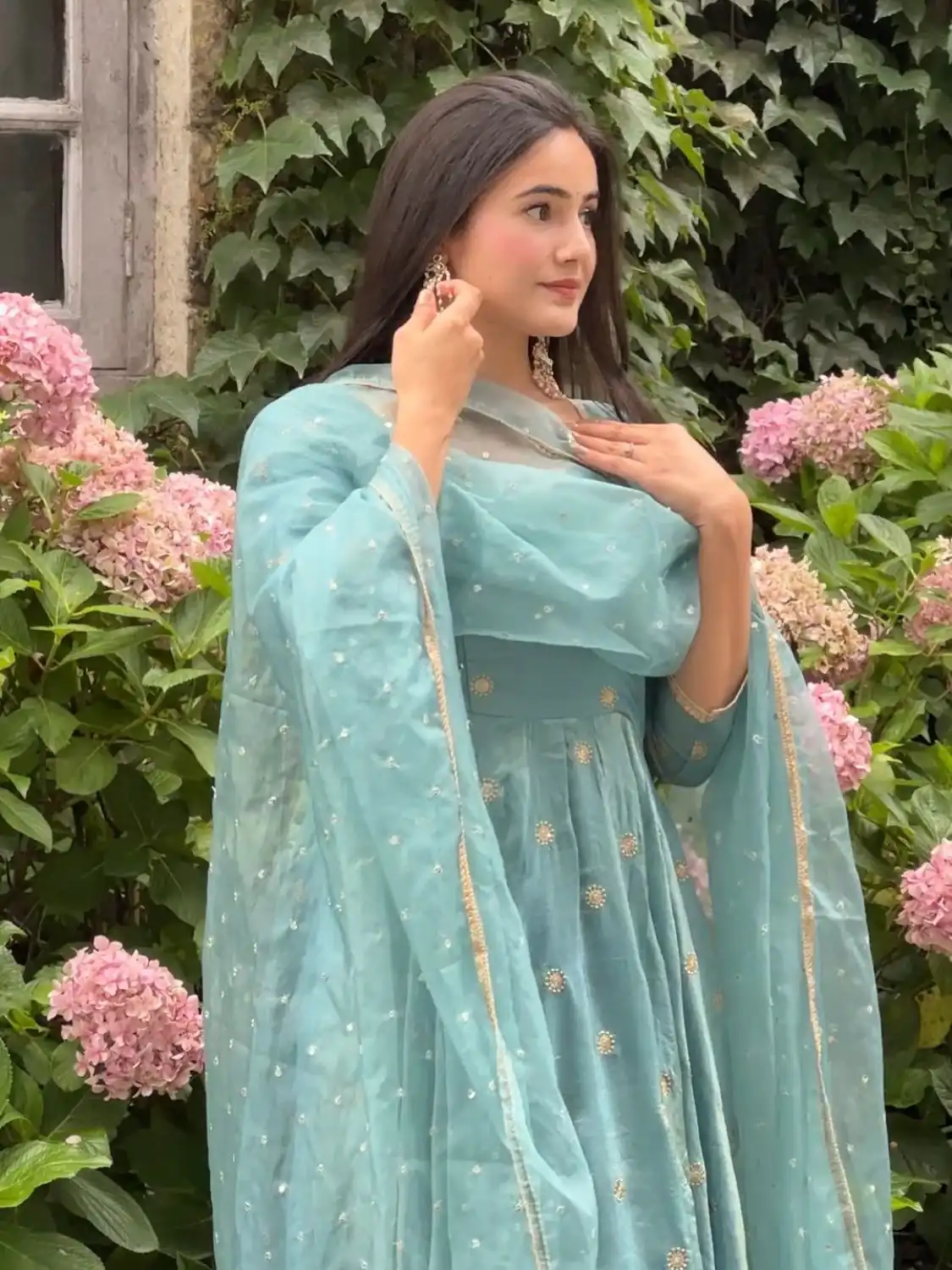 SSR 524 Sky Blue Color Vichitra silk Gown with Bead Work & Lace Work. Now at just ₹1999. Delivery 4-6 Working Days. Shop now. | Gowns, Bollywood Gowns, Creative Gowns, Designer Gowns, Embroidered Gowns, Party Wear Gowns