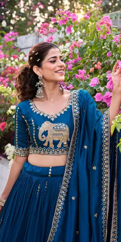 Ram 165 Blue in Color Vichitra Silk Embroidery Work Lehenga Choli . Now at just ₹2599. Delivery 4-6 Working Days. Shop now. | Lehenga, Bollywood Lehenga, Creative Lehenga, Designer Lehenga, Embroidered Lehenga, Party Wear Lehenga