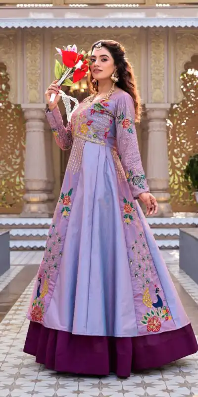 Ram 164 Lavender Color Satin Silk Lehenga Choli with Embroidery Work. Best Price ₹2649. Delivery 4-6 Working Days. Shop now. | Lehenga, Bollywood Lehenga, Creative Lehenga, Designer Lehenga, Embroidered Lehenga, Party Wear Lehenga