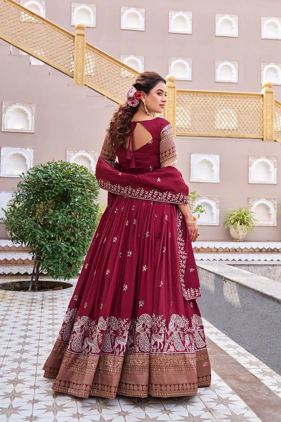 Ram 163 Maroon in Color Vichitra Silk Embroidery Work Lehenga Choli . Now at just ₹3049. Delivery 4-6 Working Days. Shop now. | Lehenga, Bollywood Lehenga, Creative Lehenga, Designer Lehenga, Embroidered Lehenga, Party Wear Lehenga