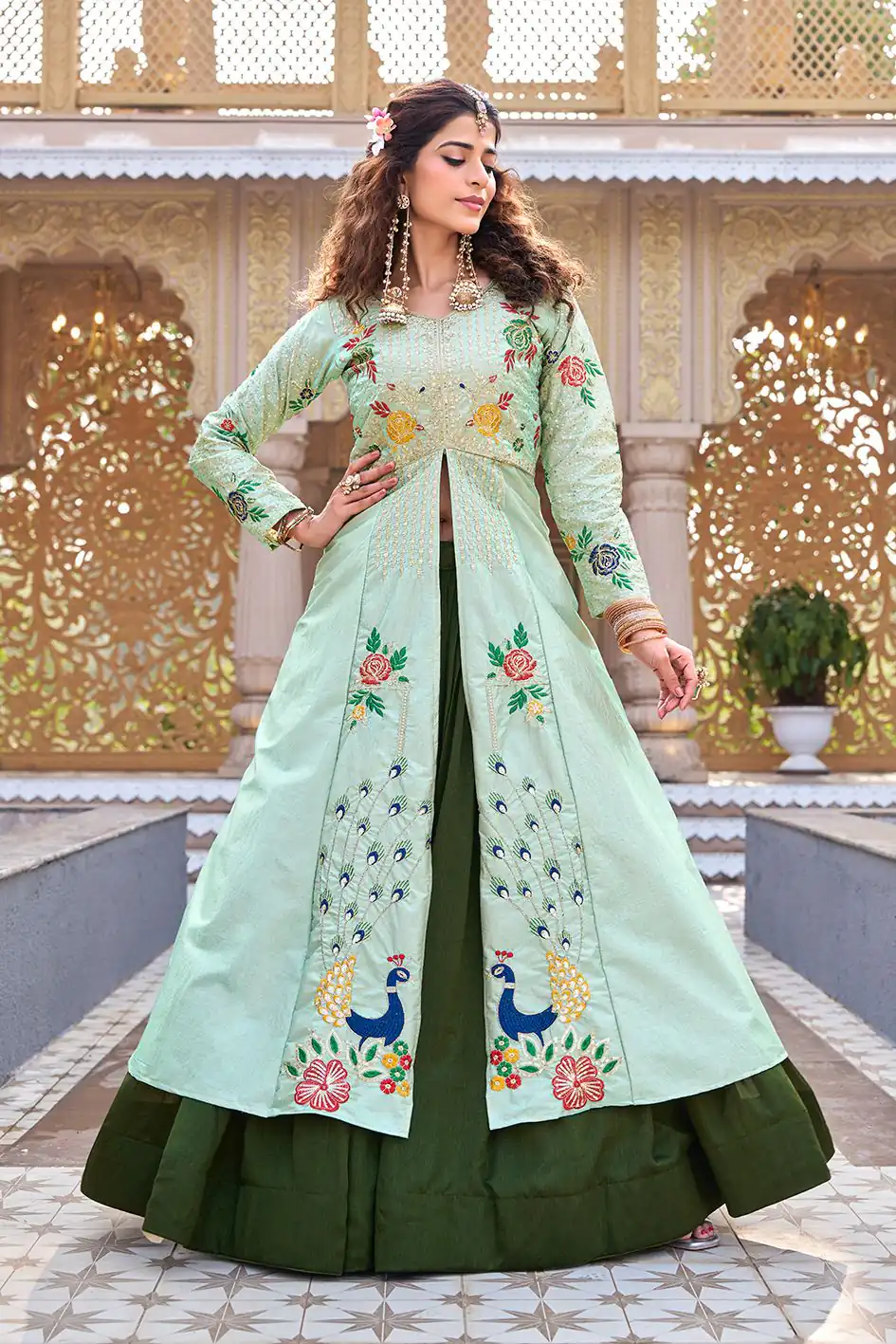 Ram 164 Pista Color Satin Silk Lehenga Choli with Embroidery Work. Best Price ₹2649. Delivery 4-6 Working Days. Shop now. | Lehenga, Bollywood Lehenga, Creative Lehenga, Designer Lehenga, Embroidered Lehenga, Party Wear Lehenga